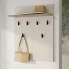 Appendiabiti Beige Marrone Rovere set Fissaggio a Muro Incluso 6 Ganci 83h cm, Installazione a Muro - Igliano