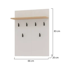 Appendiabiti Beige Marrone Rovere set Fissaggio a Muro Incluso 6 Ganci 83h cm, Installazione a Muro - Igliano