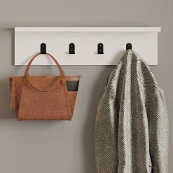 Appendiabiti Bianco 4 Ganci Installazione a Muro 15h cm, - Trecasali