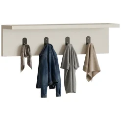 Appendiabiti Bianco 4 Ganci Installazione a Muro 15h cm, - Trecasali