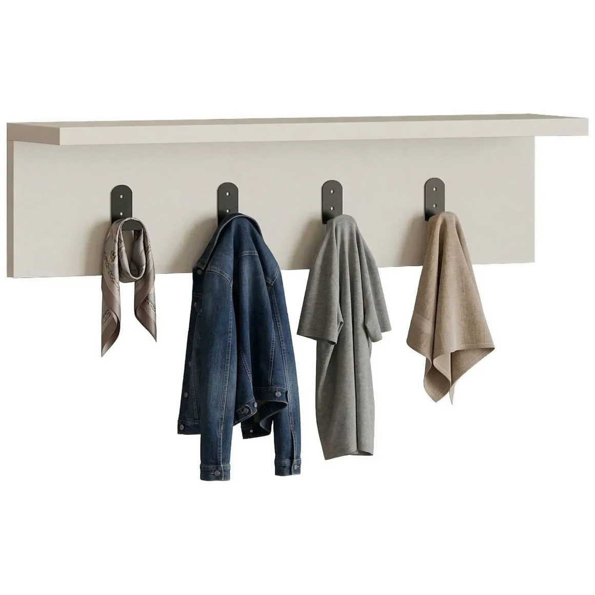 Appendiabiti Bianco 4 Ganci Installazione a Muro 15h cm, - Trecasali