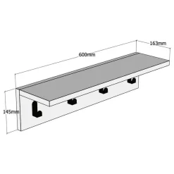 Appendiabiti Bianco 4 Ganci Installazione a Muro 15h cm, - Trecasali