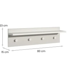 Appendiabiti Bianco 4 Ganci Installazione a Muro, - Mozzo