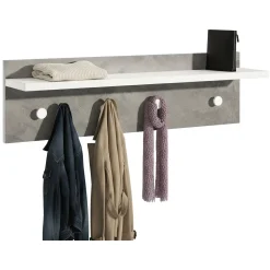 Attaccapanni > Dmora Appendiabiti Bianco Grigio Cemento 4 Ganci Installazione a Muro, Colore Struttura Grigio - Mozzo Grigio, Bianco Cemento