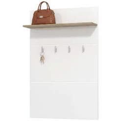 Appendiabiti Bianco Marrone Rovere set Fissaggio a Muro Incluso 4 Ganci 114h cm, Installazione a Muro - Montese