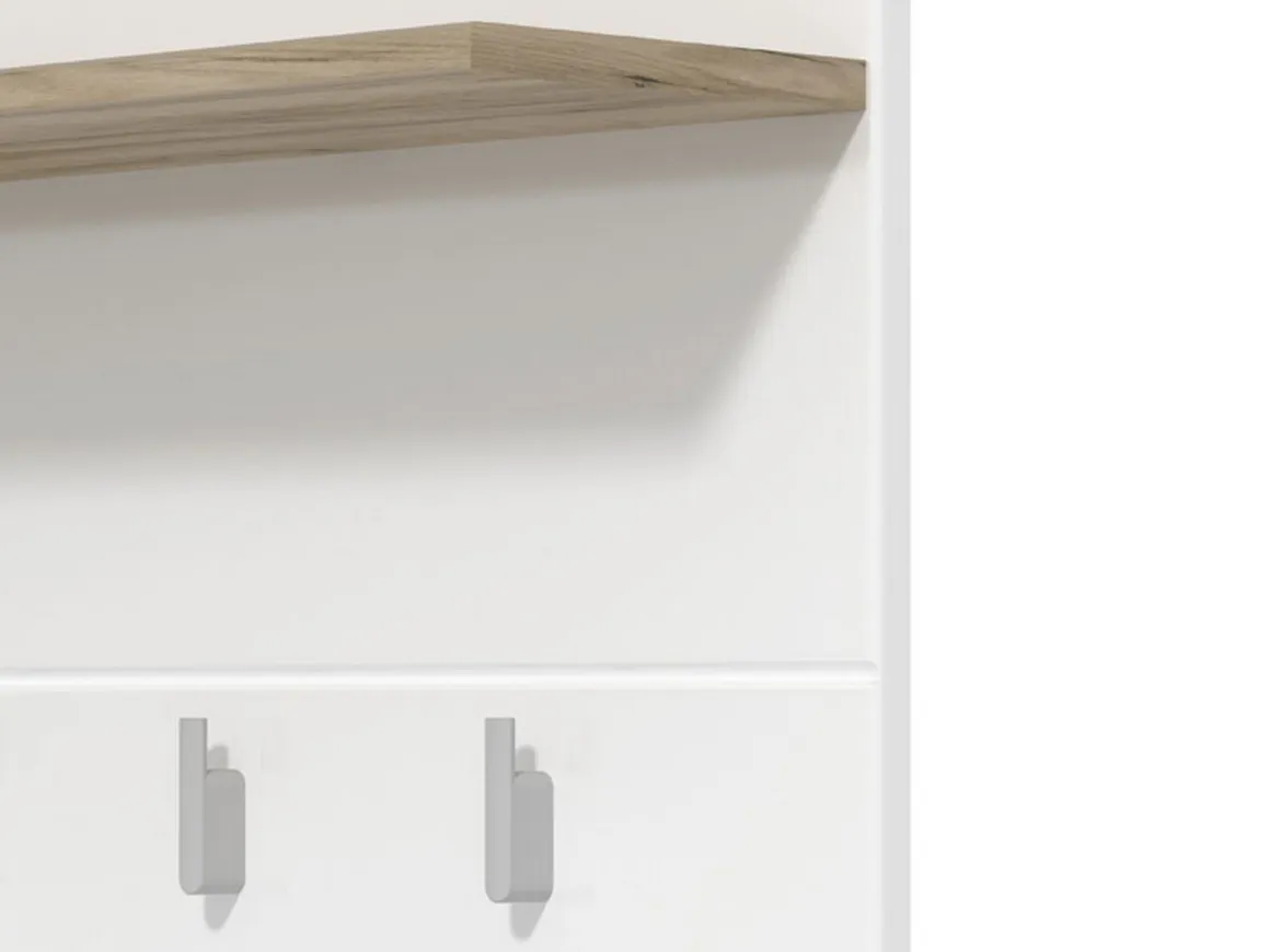 Appendiabiti Bianco Marrone Rovere set Fissaggio a Muro Incluso 4 Ganci 114h cm, Installazione a Muro - Montese