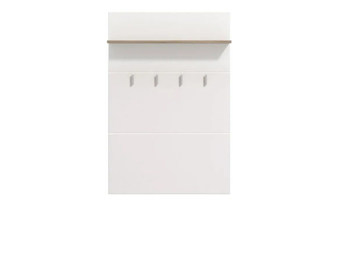 Appendiabiti Bianco Marrone Rovere set Fissaggio a Muro Incluso 4 Ganci 114h cm, Installazione a Muro - Montese