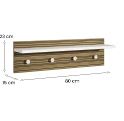 Attaccapanni > Dmora Appendiabiti Bianco Marrone Rovere 4 Ganci Installazione a Muro, Colore Struttura Marrone - Mozzo Marrone, Bianco Rovere