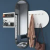 Appendiabiti Bianco Nero Antracite con Specchio 9 Ganci 120h cm, Installazione a Muro - Guardia