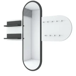 Appendiabiti Bianco Nero Antracite con Specchio 9 Ganci 120h cm, Installazione a Muro - Guardia