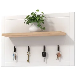 Attaccapanni > Dmora Appendiabiti Bianco Nero Rovere set Fissaggio a Muro Incluso 4 Ganci 57h cm, Installazione a Muro - Mediglia Nero, Bianco Rovere