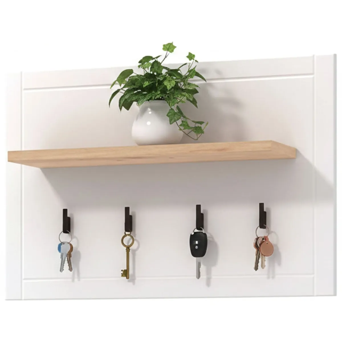 Attaccapanni > Dmora Appendiabiti Bianco Nero Rovere set Fissaggio a Muro Incluso 4 Ganci 57h cm, Installazione a Muro - Mediglia Nero, Bianco Rovere