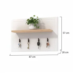 Attaccapanni > Dmora Appendiabiti Bianco Nero Rovere set Fissaggio a Muro Incluso 4 Ganci 57h cm, Installazione a Muro - Mediglia Nero, Bianco Rovere