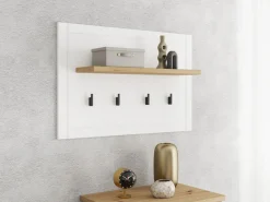 Attaccapanni > Dmora Appendiabiti Bianco Nero Rovere set Fissaggio a Muro Incluso 4 Ganci 57h cm, Installazione a Muro - Mediglia Nero, Bianco Rovere