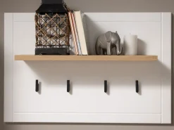 Attaccapanni > Dmora Appendiabiti Bianco Nero Rovere set Fissaggio a Muro Incluso 4 Ganci 57h cm, Installazione a Muro - Mediglia Nero, Bianco Rovere