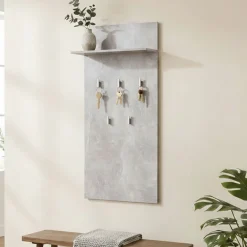 Appendiabiti Grigio Cemento set Fissaggio a Muro Incluso 5 Ganci 137h cm, Installazione a Muro - Traves