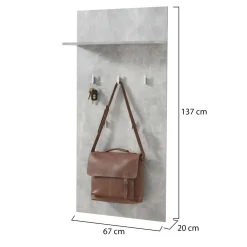 Appendiabiti Grigio Cemento set Fissaggio a Muro Incluso 5 Ganci 137h cm, Installazione a Muro - Traves