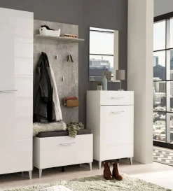 Appendiabiti Grigio Cemento set Fissaggio a Muro Incluso 5 Ganci 137h cm, Installazione a Muro - Traves