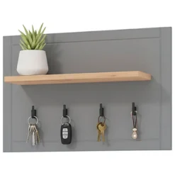 Attaccapanni > Dmora Appendiabiti Grigio Scuro Marrone Rovere set Fissaggio a Muro Incluso 4 Ganci 57h cm, Installazione a Muro - Mediglia Marrone Rovere, Grigio Scuro