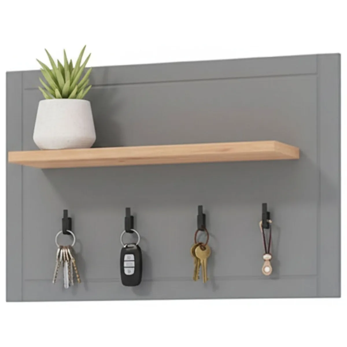 Attaccapanni > Dmora Appendiabiti Grigio Scuro Marrone Rovere set Fissaggio a Muro Incluso 4 Ganci 57h cm, Installazione a Muro - Mediglia Marrone Rovere, Grigio Scuro