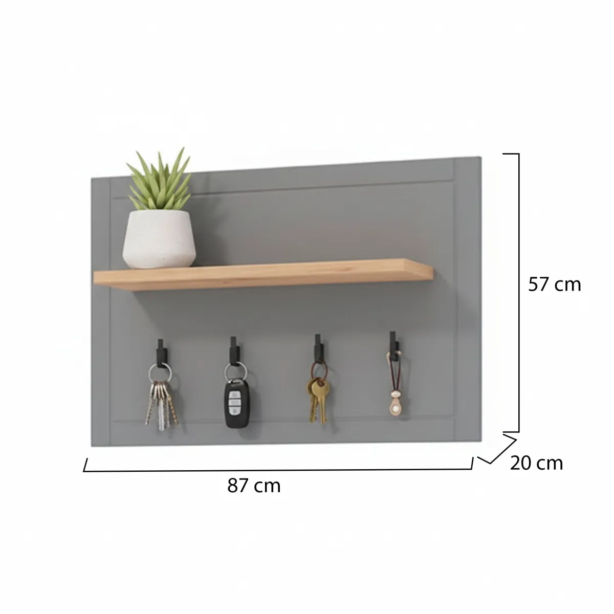 Attaccapanni > Dmora Appendiabiti Grigio Scuro Marrone Rovere set Fissaggio a Muro Incluso 4 Ganci 57h cm, Installazione a Muro - Mediglia Marrone Rovere, Grigio Scuro