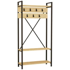 Attaccapanni > Dmora Appendiabiti Marrone Antracite Nero 7 Ganci Installazione a Terra 180h cm, Colore Struttura Nero - Celiera Nero, Marrone Antracite
