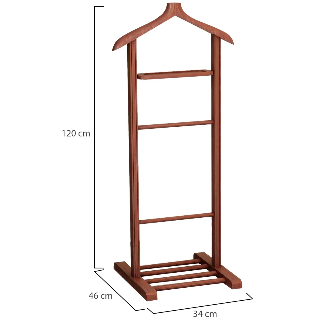 Appendiabiti Marrone Noce Installazione a Terra Sfumatura Colore Struttura Noce 120h cm, - Oulux