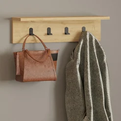 Appendiabiti Marrone Rovere 4 Ganci Installazione a Muro 15h cm, Sfumatura Colore Struttura Rovere - Taipana
