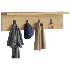 Appendiabiti Marrone Rovere 4 Ganci Installazione a Muro 15h cm, Sfumatura Colore Struttura Rovere - Taipana