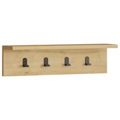 Appendiabiti Marrone Rovere 4 Ganci Installazione a Muro 15h cm, Sfumatura Colore Struttura Rovere - Taipana