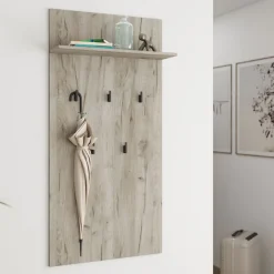 Appendiabiti Marrone Rovere Nero set Fissaggio a Muro Incluso 5 Ganci 137h cm, Installazione a Muro - Rovella