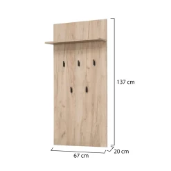 Attaccapanni > Dmora Appendiabiti Marrone Rovere Nero set Fissaggio a Muro Incluso 6 Ganci 115h cm, Installazione a Muro - Navelli Nero, Marrone Rovere