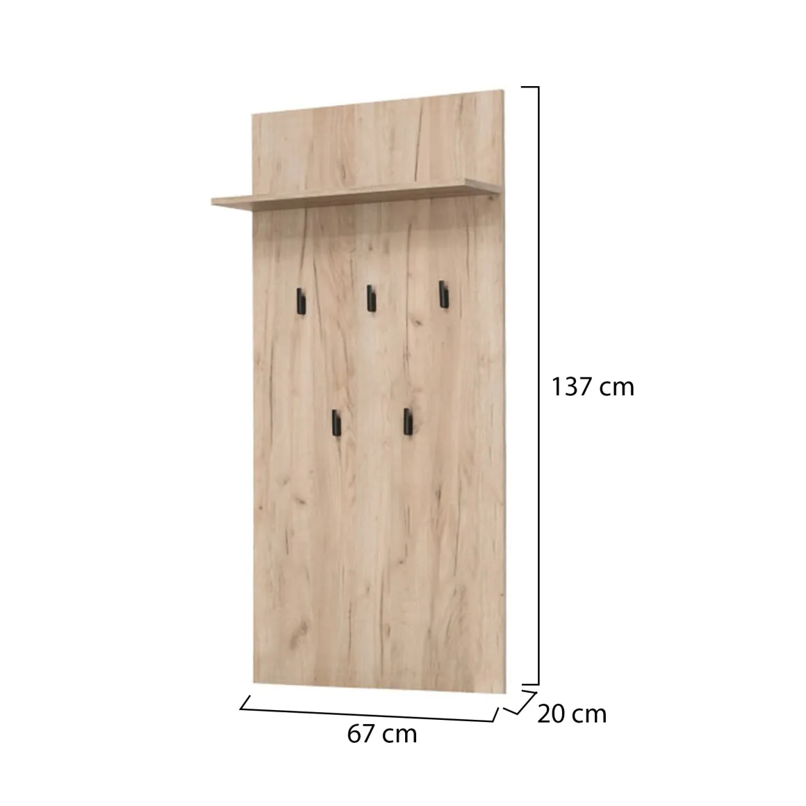 Attaccapanni > Dmora Appendiabiti Marrone Rovere Nero set Fissaggio a Muro Incluso 6 Ganci 115h cm, Installazione a Muro - Navelli Nero, Marrone Rovere