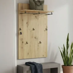 Appendiabiti Marrone Rovere Nodi 5 Ganci Installazione Sospesa, Materiale Struttura in Metallo - Chianni