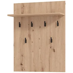 Appendiabiti Marrone Rovere Nodi Nero set Fissaggio a Muro Incluso 6 Ganci 83h cm, Installazione a Muro - Ortelle