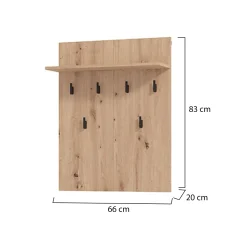 Appendiabiti Marrone Rovere Nodi Nero set Fissaggio a Muro Incluso 6 Ganci 83h cm, Installazione a Muro - Ortelle
