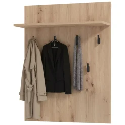Appendiabiti Marrone Rovere Nodi Nero set Fissaggio a Muro Incluso 6 Ganci 83h cm, Installazione a Muro - Ortelle