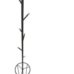 Appendiabiti Nero oro con Porta Ombrelli 6 Ganci 176h cm, Installazione a Terra - Dawson