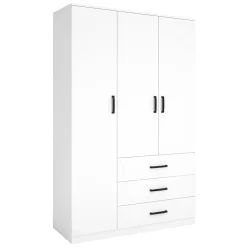 Armadio 3 Ante in Legno Nobilitato Bianco