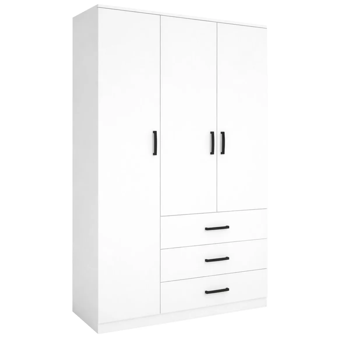 Armadio 3 Ante in Legno Nobilitato Bianco