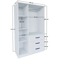 Armadio 3 Ante in Legno Nobilitato Bianco