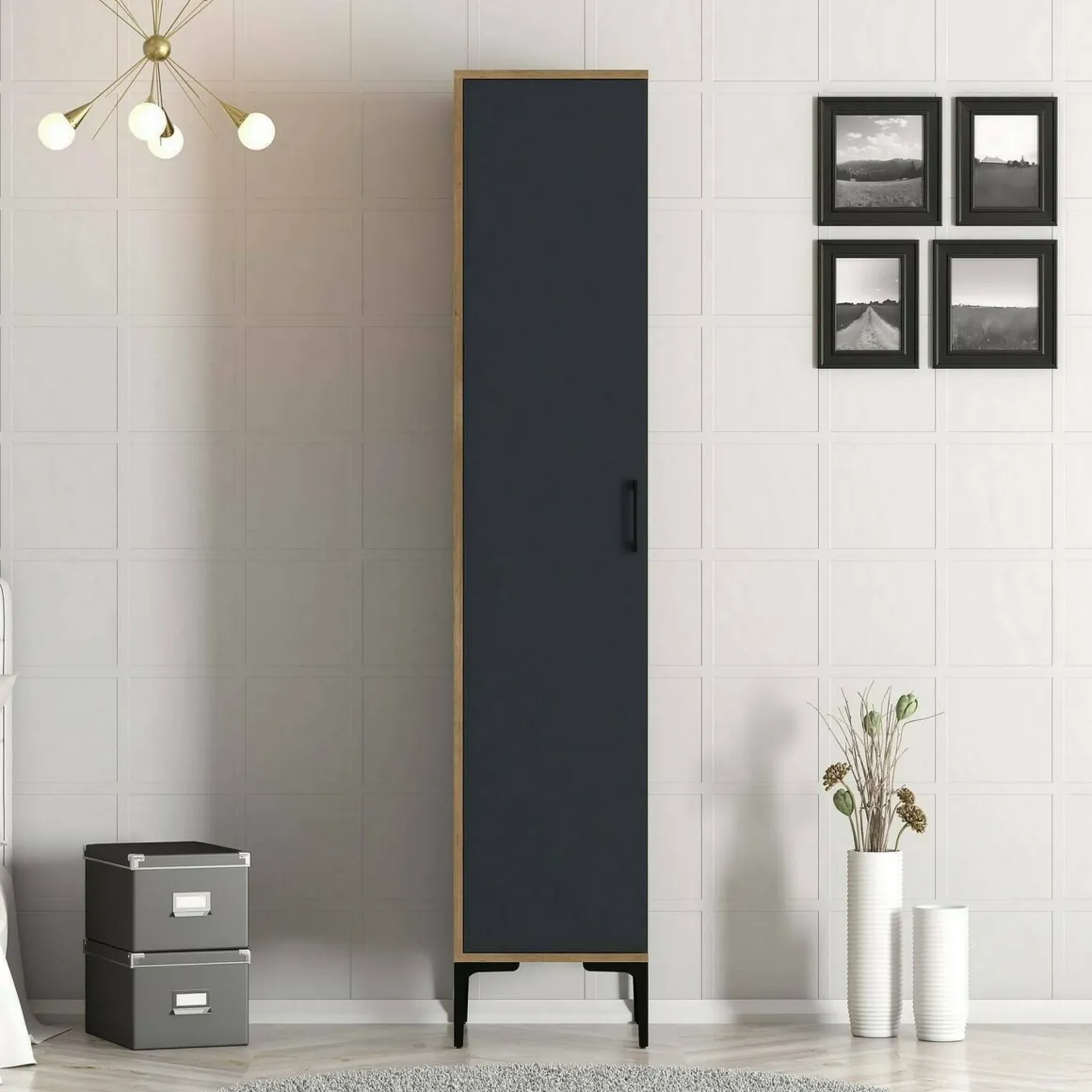 Armadio antracite e noce slim 40x47h cm - Giusta