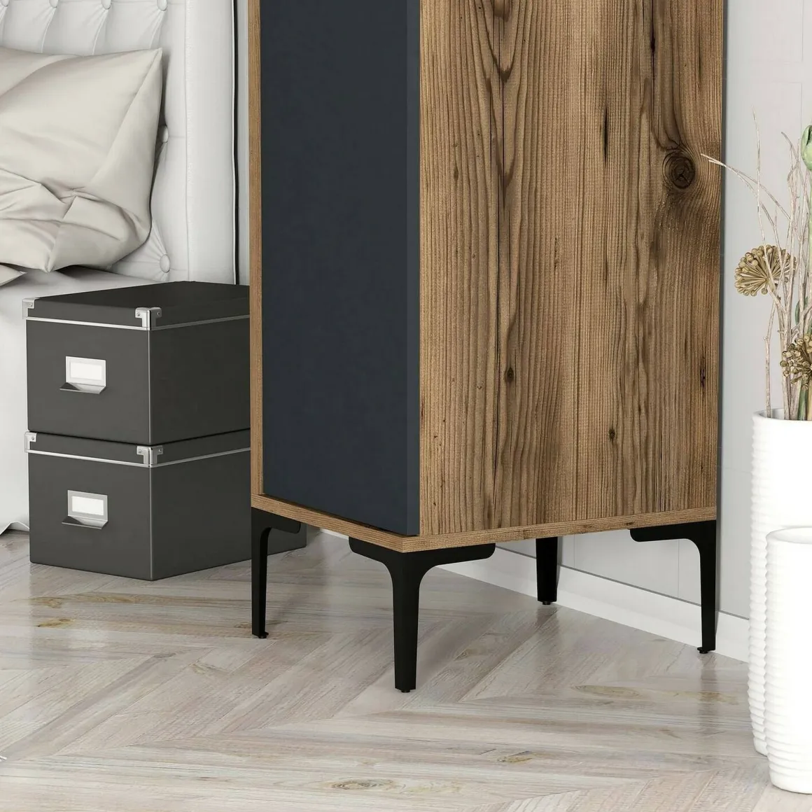 Armadio antracite e noce slim 40x47h cm - Giusta