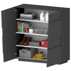 Armadi Multiuso 2 Ante|Camera Da Letto > Dmora Armadio antracite multiuso 120x126h cm - Aulla Grigio Antracite
