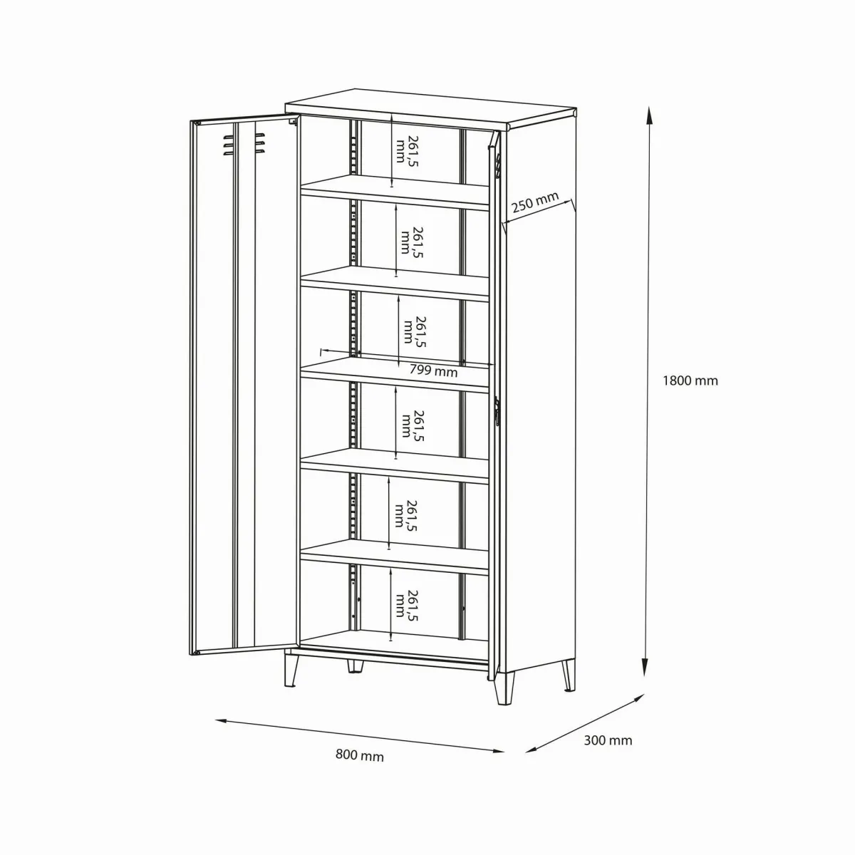 Armadi Multiuso 2 Ante > Dmora Armadio ardesia ante battenti 80x180h cm - Pezzaze Grigio Ardesia