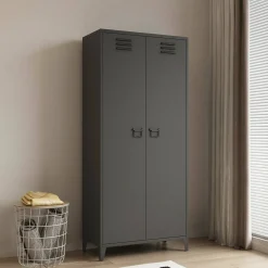 Armadi Multiuso 2 Ante > Dmora Armadio ardesia ante battenti 80x180h cm - Pezzaze Grigio Ardesia