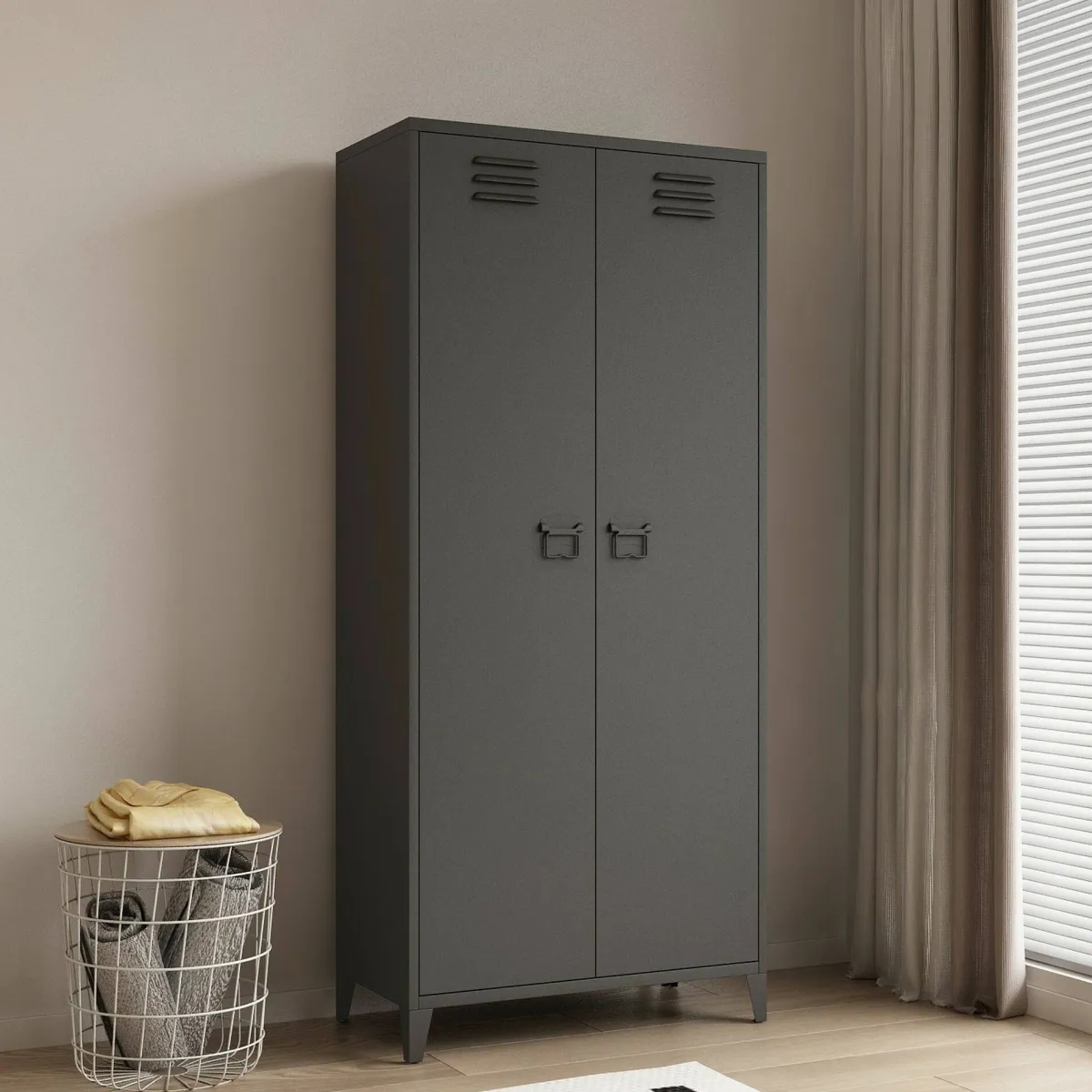 Armadi Multiuso 2 Ante > Dmora Armadio ardesia ante battenti 80x180h cm - Pezzaze Grigio Ardesia