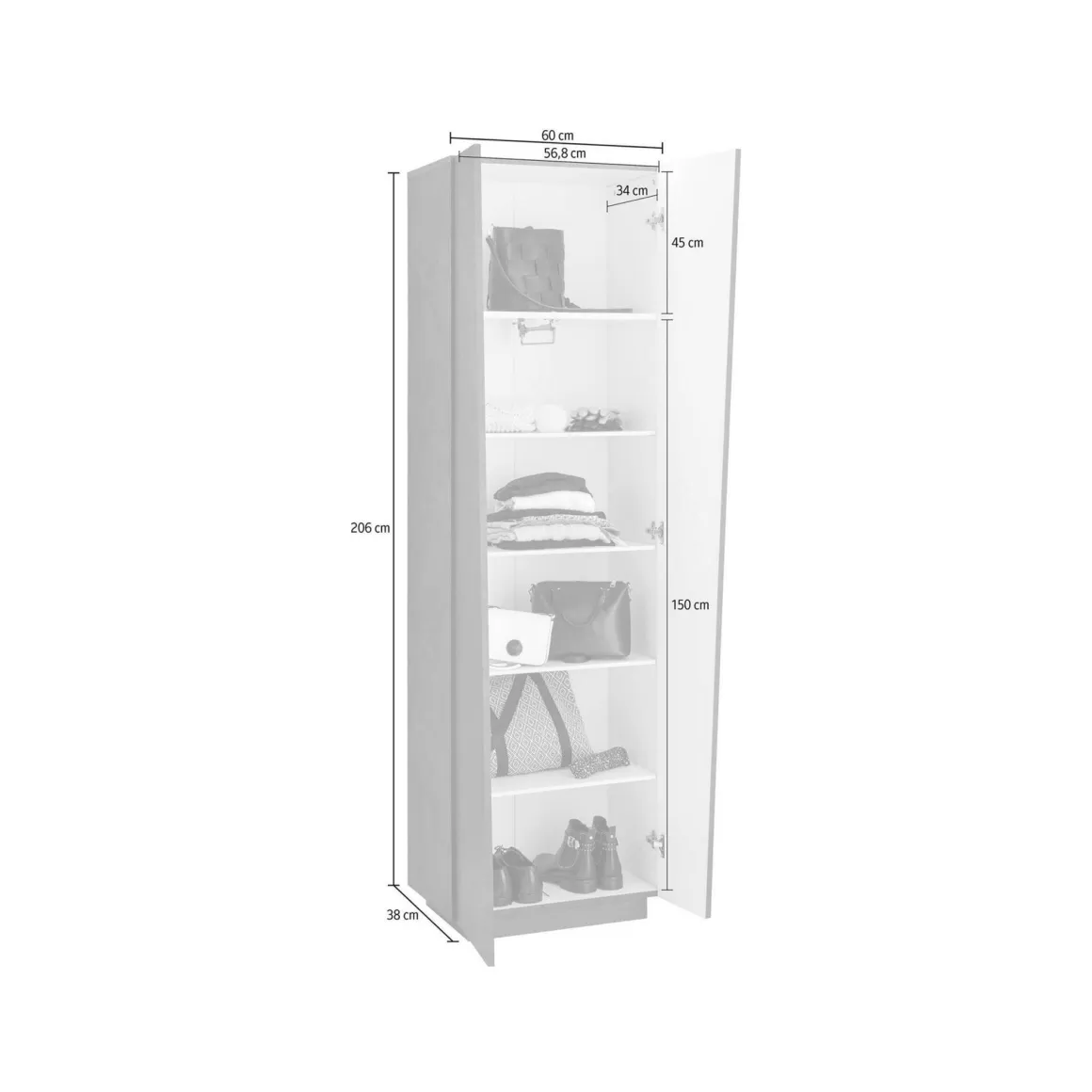 Armadio ardesia 2 ante 60x199h cm - Albatros