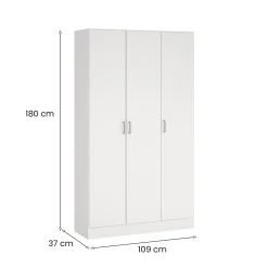 Armadio bianco 3 ante salvaspazio 109x180h cm - Ranuncolo