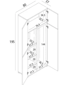 Altri Armadi Multiuso|Camera Da Letto > Dmora Armadio 4 ante 80x195h cm - Attiniaro Bianco